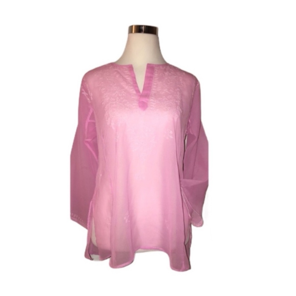 ☀️ Hand embroidered pink top